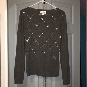 Grey Elle Pearl Criss-cross Sweater